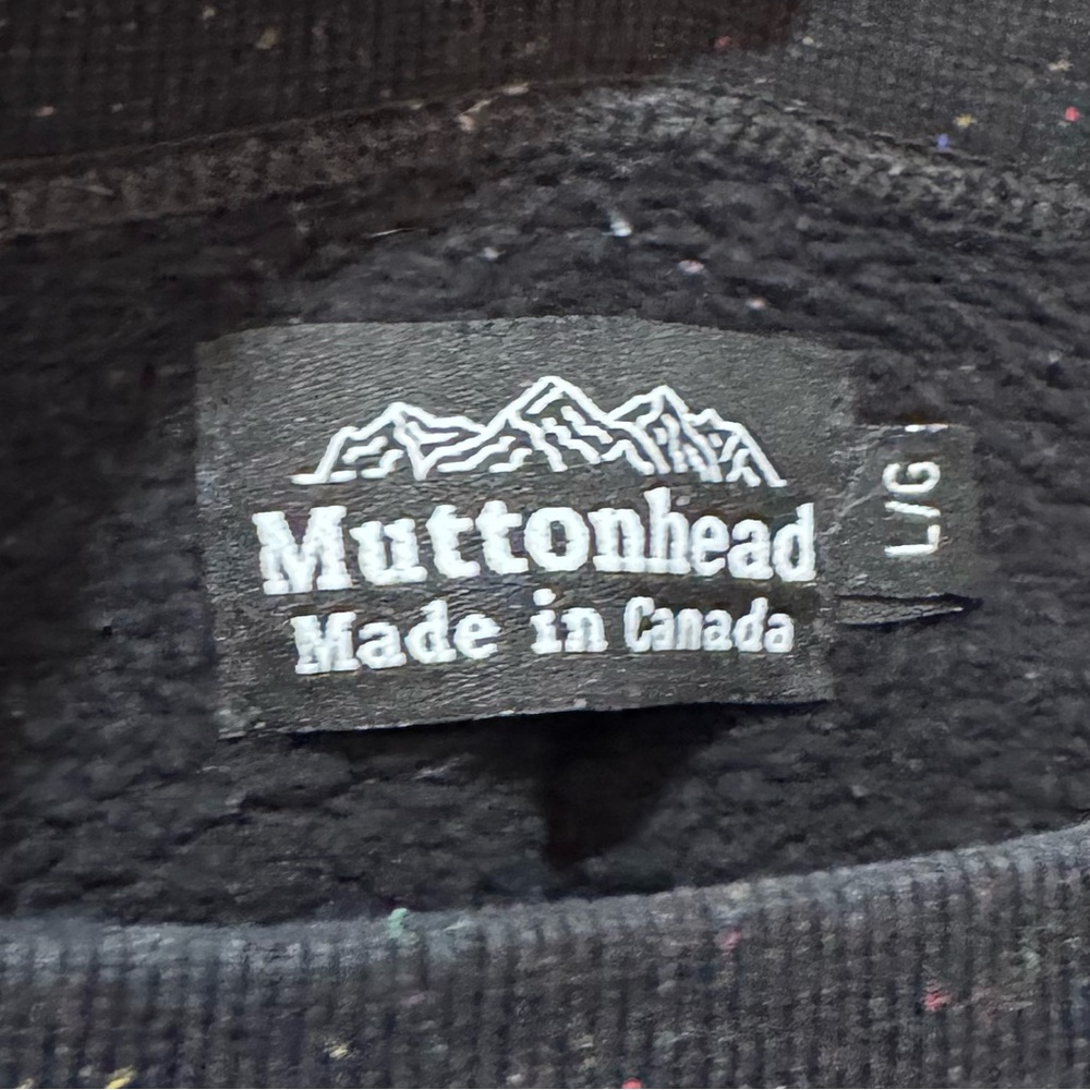 Muttonhead Black Speckled rainbow crewneck Sweatshirt size large made in Canada - Picture 9 of 12